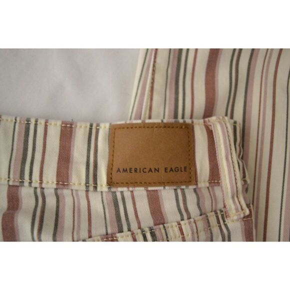 American Eagle Women's 10 Stretch High Waisted Striped Skinny Ankle Jeans - Picture 10 of 12